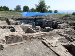 An ancient Roman bath's ruins