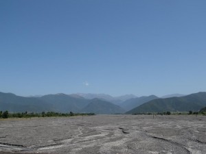 A bed of an almost dry river, coming down from the Caucasus