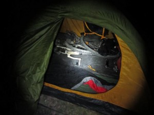 Andrzej's bike sleeping in his tent