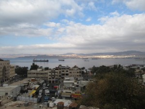 Aqaba, with Eilat, Israel, in the distance