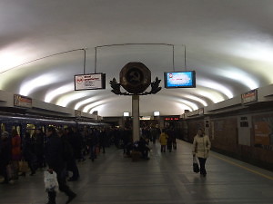 Lenin Square metro station (note the hammer and sickle)